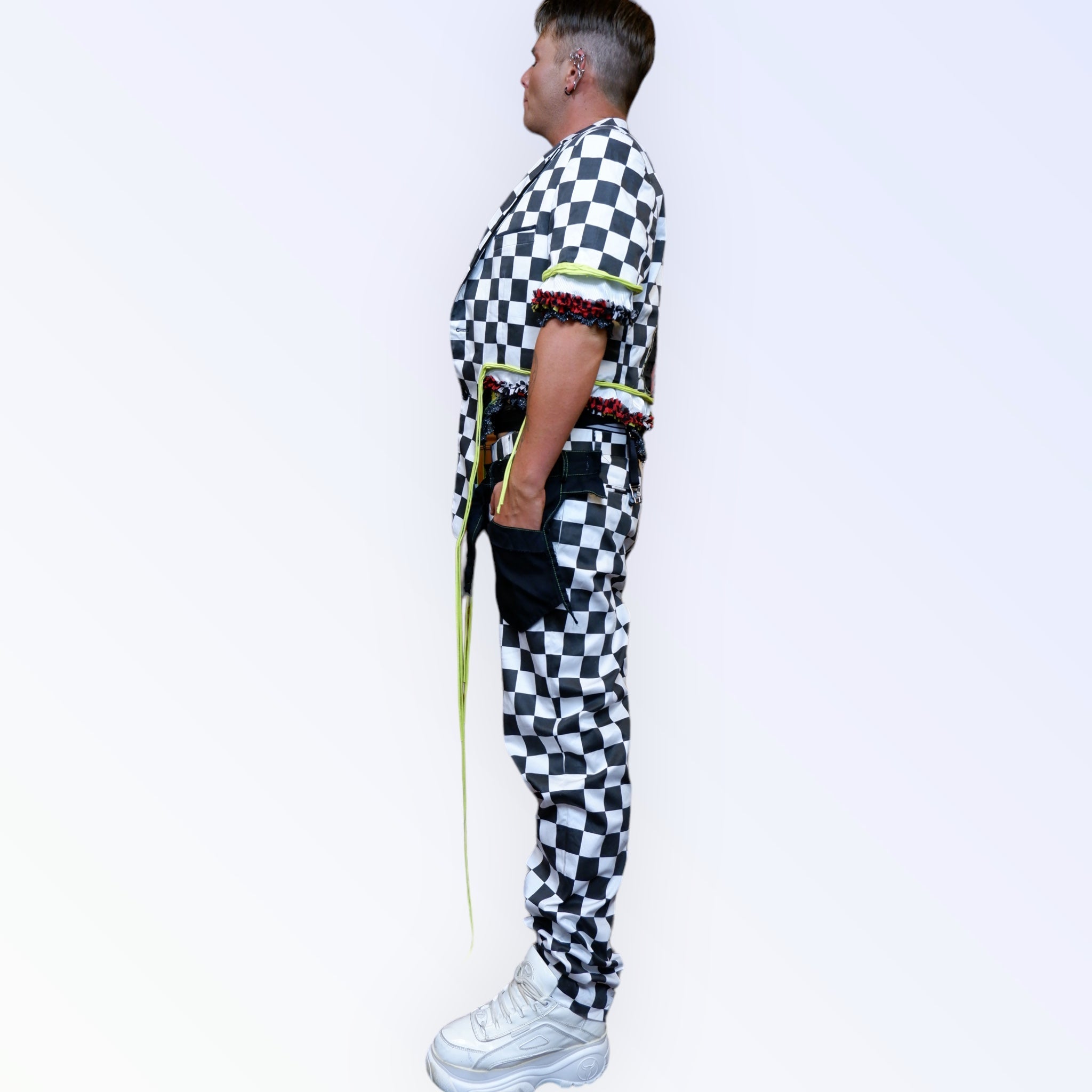 checkered queens suit