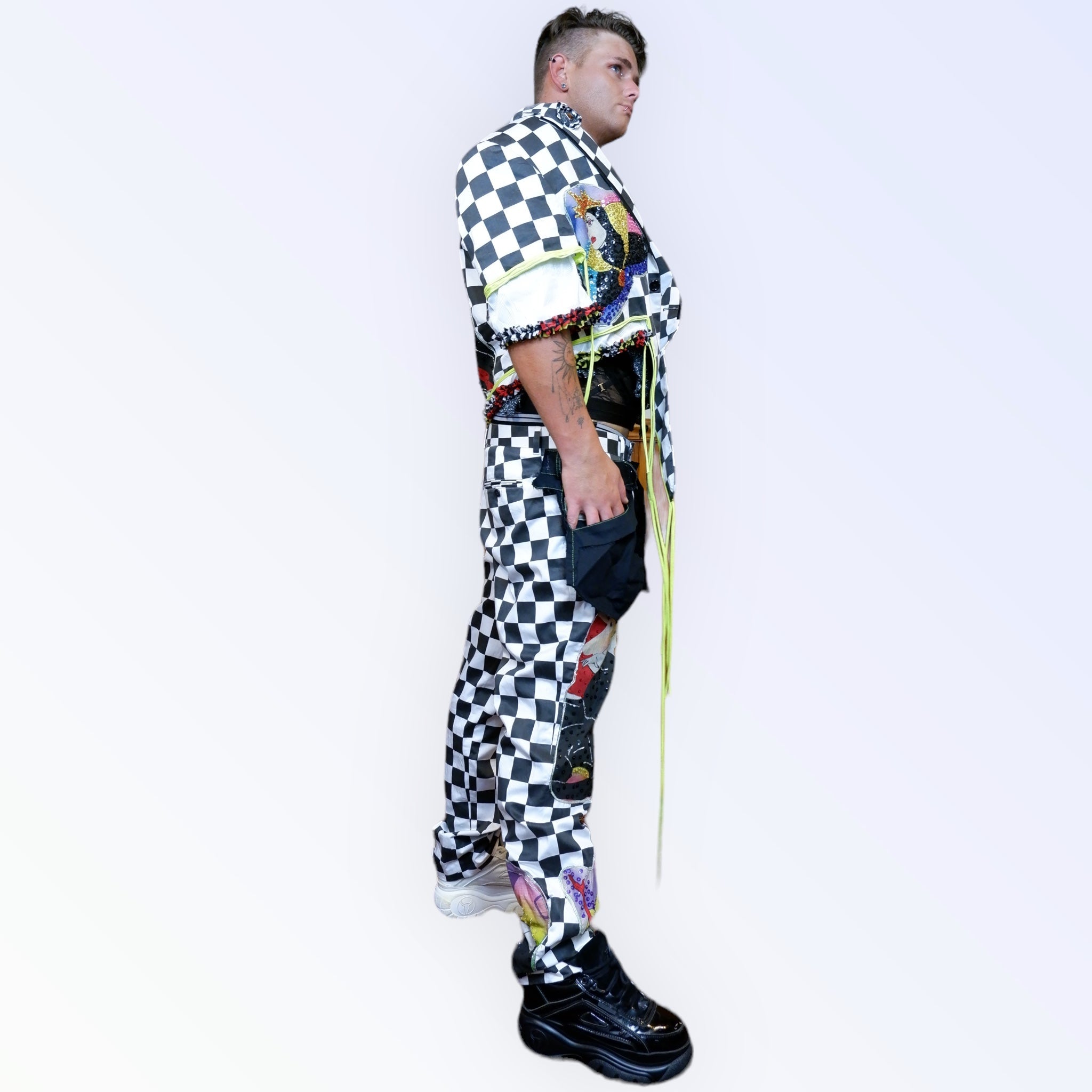 checkered queens suit